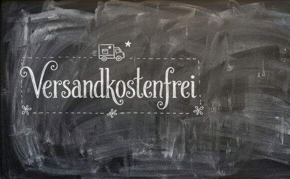 Versandkostenfrei - Kostenlose Lieferung und gratis Versand Konzept auf Schiefertafel