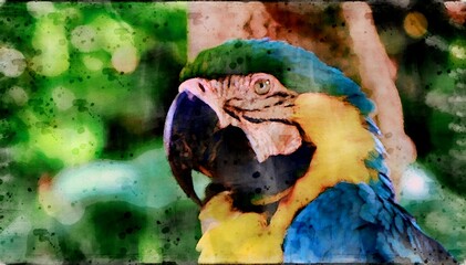 Colorful Macaw Parrot Pop Art Portrait © RAMDANE