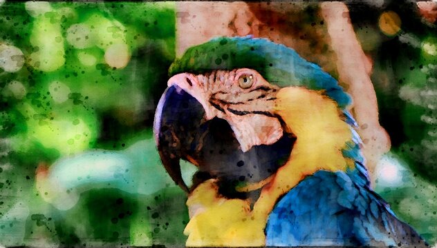 Colorful Macaw Parrot Pop Art Portrait