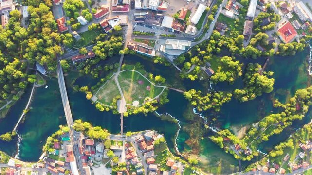 Bihac From Above &ndash; Aerial Drone View of Una River and City