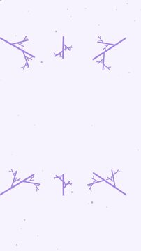 Animated festive window frost vertical growing melting in a minimal flat vector style, purple and violet on a light background. Smooth 4K seamless loop in vertical 9:16 format with calm motion and ple