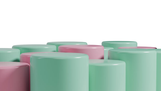 3D Render of Cylinder Tubes. Geometric Shapes for Background