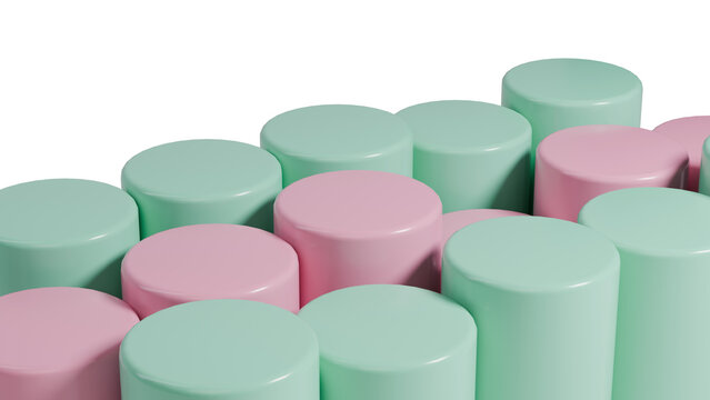3D Render of Cylinder Tubes. Abstract Objects for Background