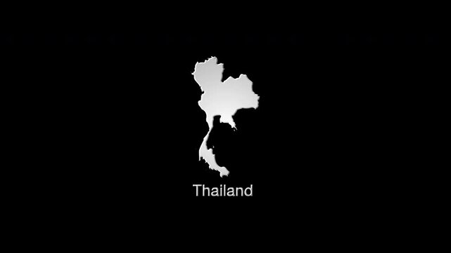 Thailand digital map glowing with abstract pixelation