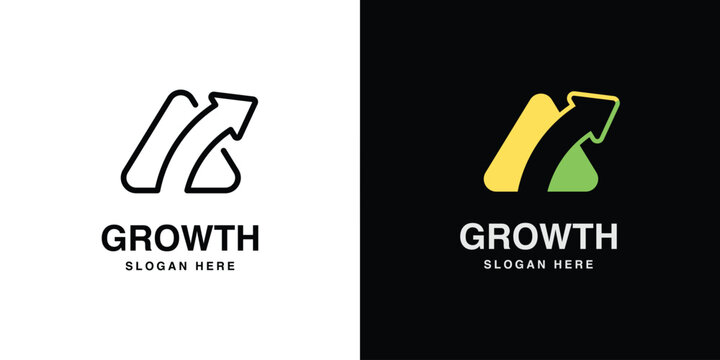 Upward arrow and triangle letter A logo set with negative space growth concept for financial consultant, investment agency, and digital startup