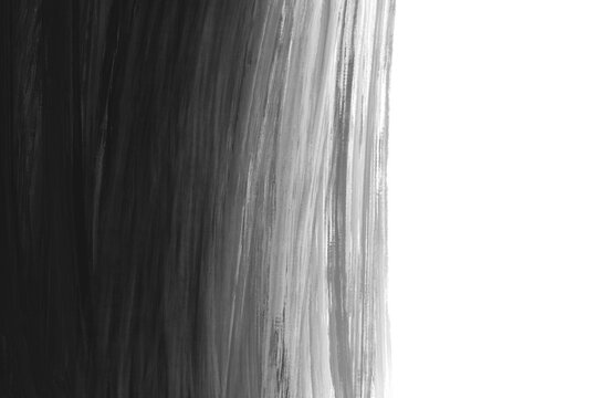 Artistic black ink smudge with rough brush strokes, isolated on transparent background.