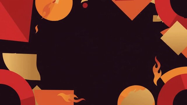 Abstract Capricorn Zodiac Symbol with Fiery Geometric Shapes.