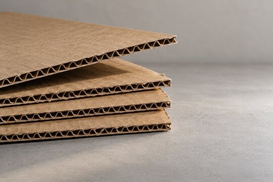 Stacked corrugated cardboard sheets showing layered edges