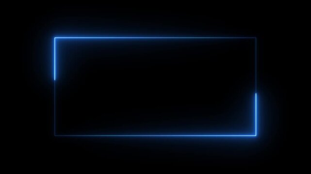 Animation of glowing neon rectangles abstract background. abstract glowing tow rectangle blue neon border frame.
