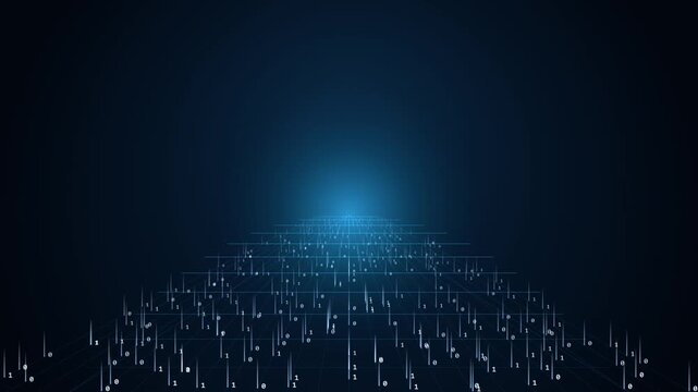 Abstract digital background with binary code and perspective lines