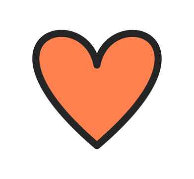 Heart icon in cute camping doodle and cartoon graphic style with color outline and sketch element. This heart symbol graphic adds camp camping charm with a playful vector look for holiday trips