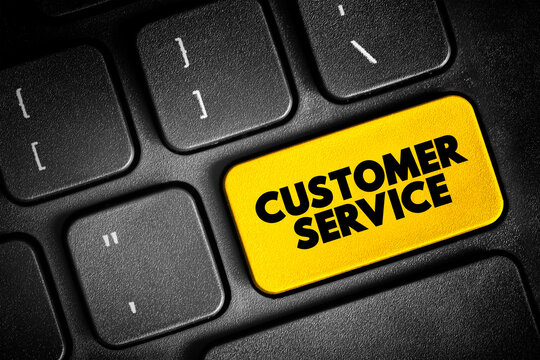 Customer Service is the assistance and advice provided by a company to those people who buy or use its products or services, text button on keyboard, concept background