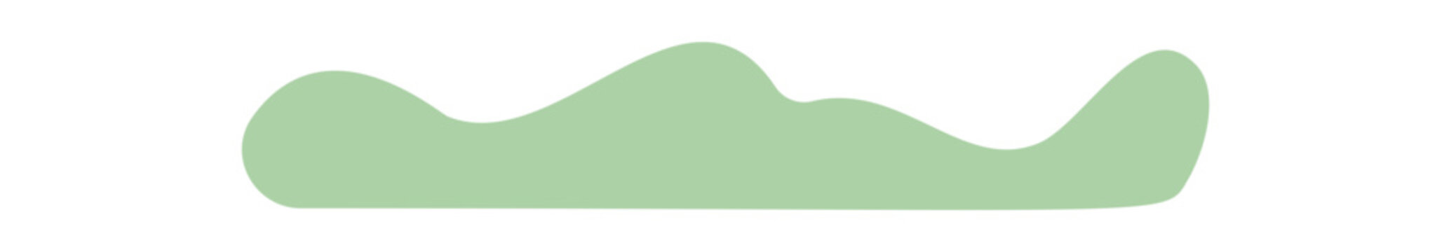 Soft green bush in flat style. Simple shrub strip as greenery hedge. Minimal foliage silhouette border for garden and lawn landscape, outdoor nature element with grass and plant, decorative eco