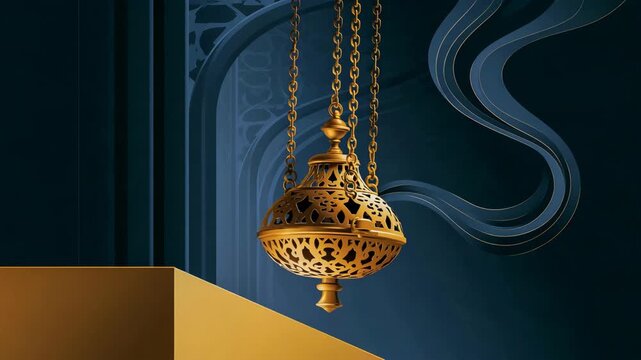 Gold Thurible With Rising Incense Smoke, Catholic Worship Vector Illustration