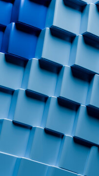 Abstract blue 3d geometric pattern of cubical blocks