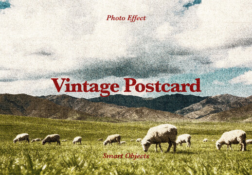 Vintage Postcard Photo Effect For Poster And Social Media Design