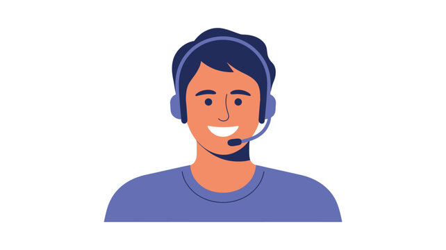 Customer support agent wearing headset for call center assistance and professional communication