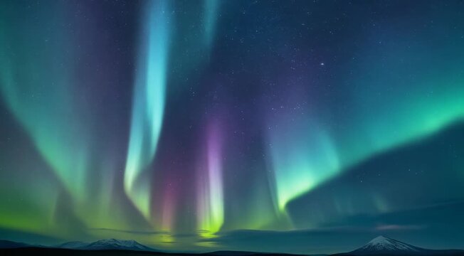 Aurora Borealis dancing with vibrant colors across a dark night sky