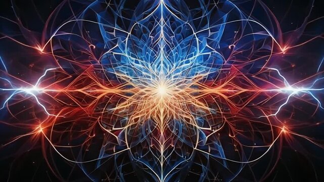 Cosmic Fractal Lightning Loop With Veins Spreading Across Shapes And Glowing Symmetry Forming