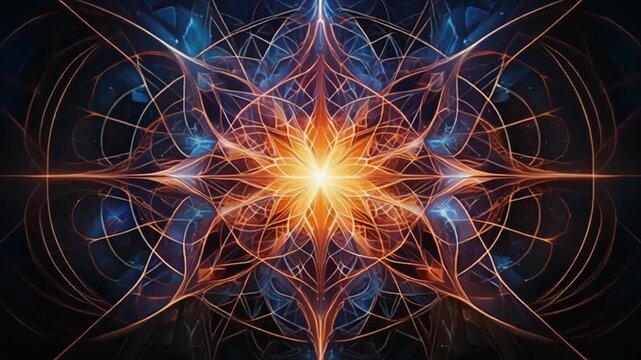 Abstract Fractal Lightning Loop With Veins Spreading Across Shapes And Glowing Symmetry Forming