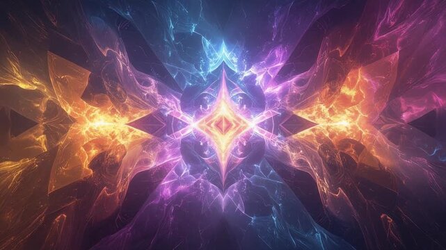 Dynamic Fractal Lightning Loop With Veins Spreading Across Shapes And Glowing Symmetry Forming