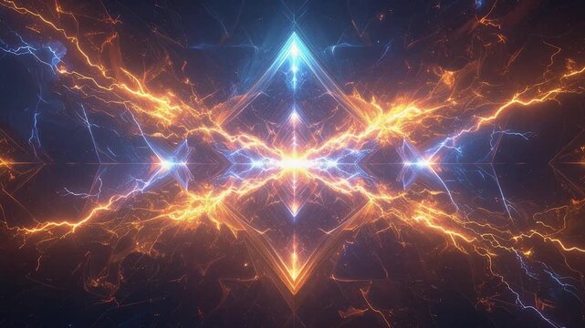 Mystic Fractal Lightning Loop With Veins Spreading Across Shapes And Glowing Symmetry Forming