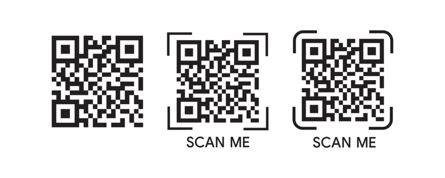 Scan me qr code icon vector illustration, fake QR code template for mobile scanning, digital payments and marketing