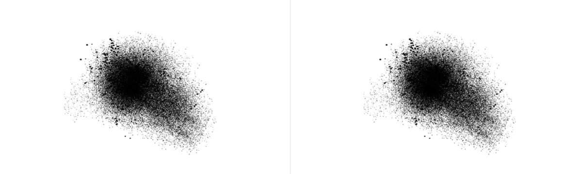 Black ink splatter spray effect on transparent and white backgrounds for design.
