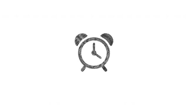 Hand drawn animated alarm clock icon isolated