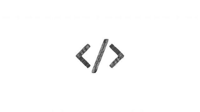 Animated hand drawn coding symbol appearing