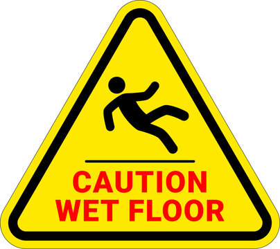 classic caution wet floor slippery when wet warning danger person pedestrian sign in yellow triangle symbol vector isolated on transparent background