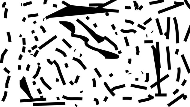 Abstract black brush strokes vector pattern. Minimalist chaotic line art background for modern design, texture, and creative graphic elements.