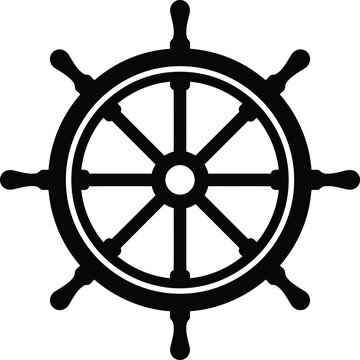 Ship wheel silhouette vector. Boat wheel vector icon