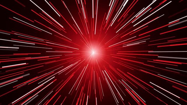 Red hyperspace speed effect with glowing central light