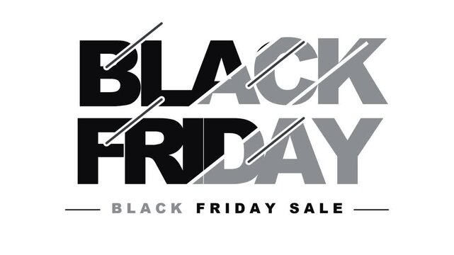 Black Friday sale typography design vector template with modern split style elements in black and grey