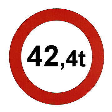 Illustration des Stra&szlig;enverkehrszeichens "Maximal zul&auml;ssiges Gesamtgewicht 42,4t"