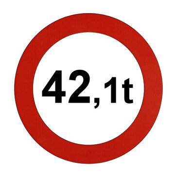Illustration des Stra&szlig;enverkehrszeichens "Maximal zul&auml;ssiges Gesamtgewicht 42,1t"