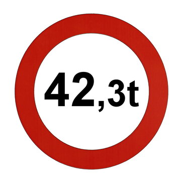 Illustration des Stra&szlig;enverkehrszeichens "Maximal zul&auml;ssiges Gesamtgewicht 42,3t"