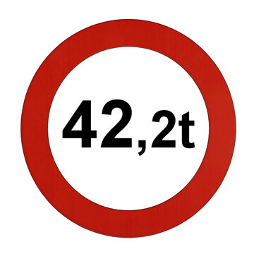 Illustration des Stra&szlig;enverkehrszeichens "Maximal zul&auml;ssiges Gesamtgewicht 42,2t"