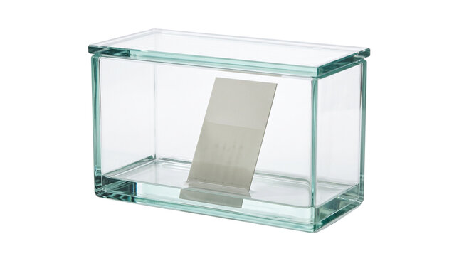 Thin layer chromatography glass chamber, laboratory TLC developing tank with plate, scientific chemical analysis equipment