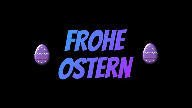 Frohe Ostern colorful handwritten text animation on black background