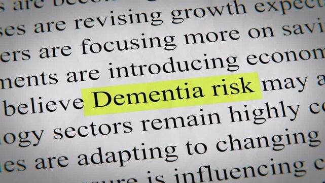 Minimal cinematic of Dementia Risk text animation designed for documentary, economic, technology, and news-related storytelling.