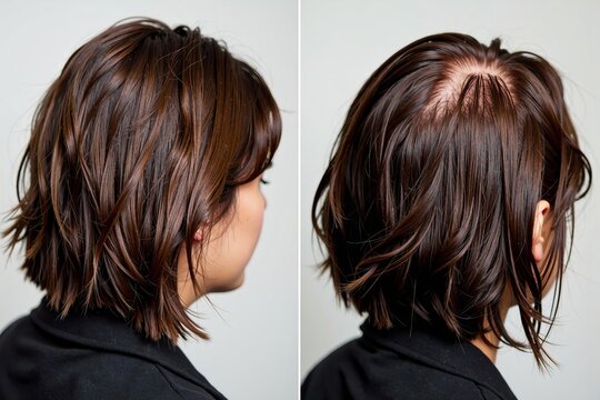 Before and After Photos of Woman's Hair with Dandruff Treatment: Revealing the Transformation in Scalp Health and Hair Appearance