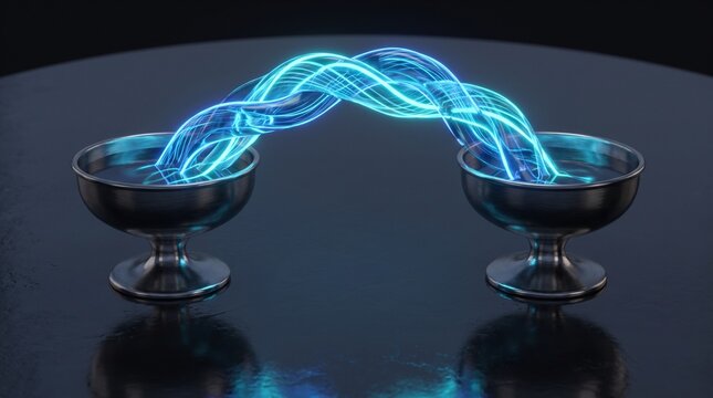 Conceptual image of energy transfer between two metallic bowls