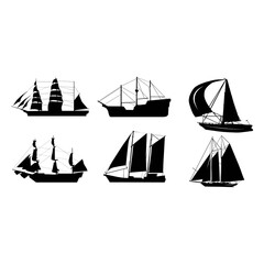 Minimalist Black Sailing Boats Silhouette, Sailboat Illustration and Nautical Maritime Design © Adri