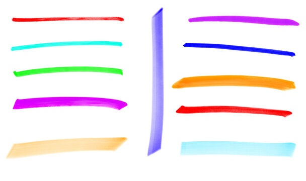 Colorful marker strokes on transparent background with a vertical divider