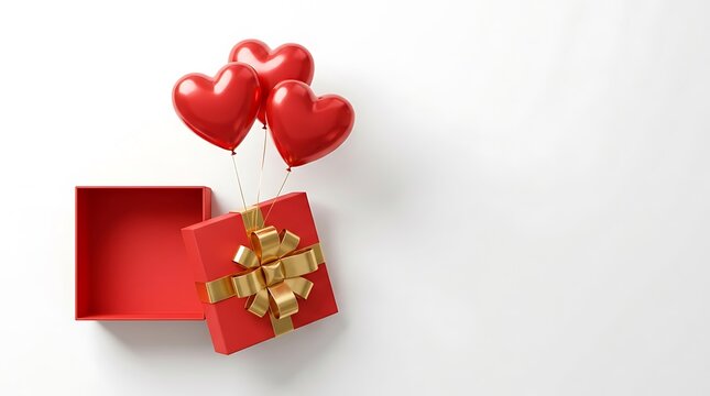 A sweet surprise celebrating love and affection with heart shaped balloons and a gift