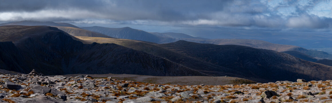 Panoramic View Across the Cairngorm Plateau in the Scottish Highlands
