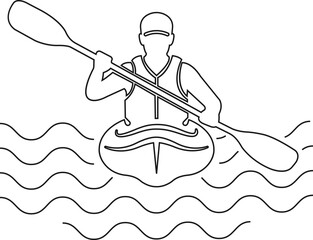 Canoe kayak kayaking paddle rower water sport icon in black flat and line style editable outdoor activity elements isolated on transparent background vector symbol © Asia