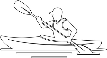 Canoe kayak kayaking paddle rower water sport icon in black flat and line style editable outdoor activity elements isolated on transparent background vector symbol © Asia